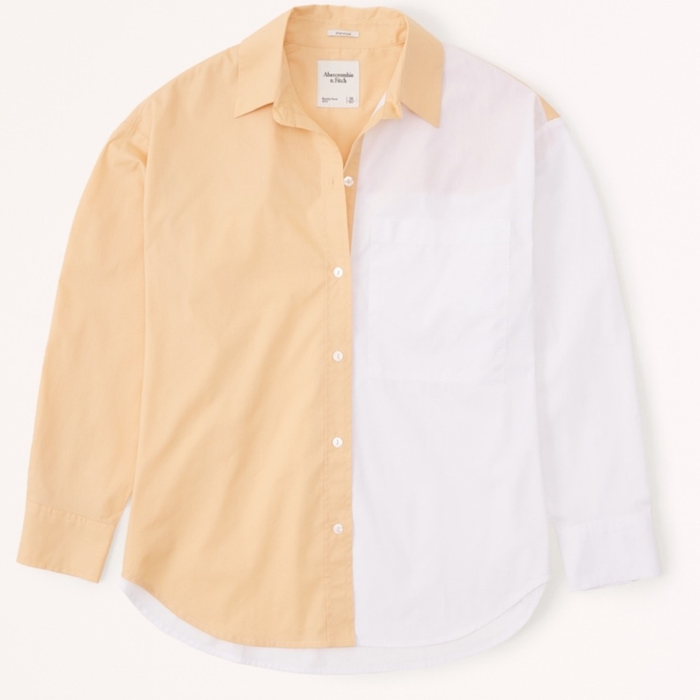 Abercrombie & Fitch oversized poplin colorblock button-up shirt